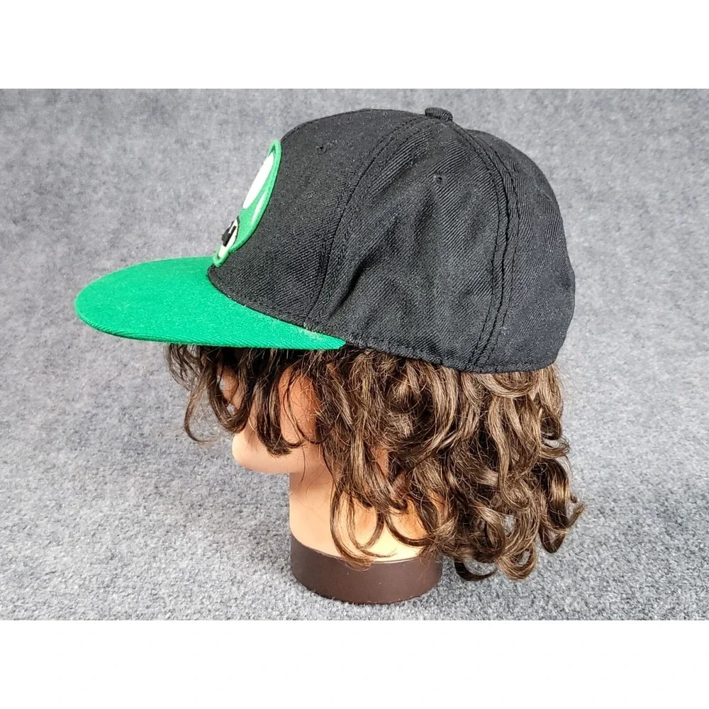 Nintendo Super Mario 1Up Mushroom Hat Flex Fitted Black Green Cap Kidcore Gaming